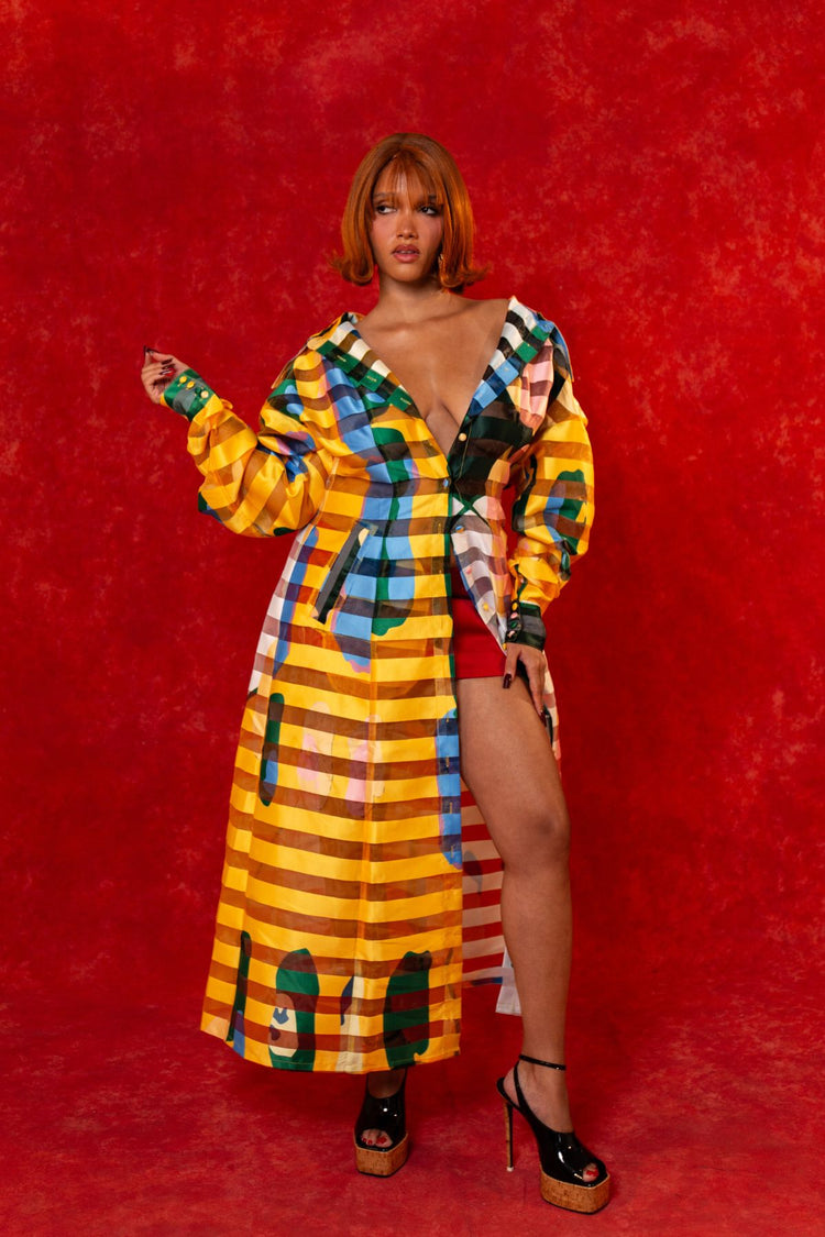 Samira Printed Organza Long Sleeve Hooded Dress - Lowla Print