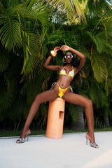 Kaikini String Printed Bikini Bottoms -  Ayo Print