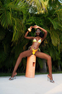 Kaikini String Printed Bikini Bottoms -  Ayo Print