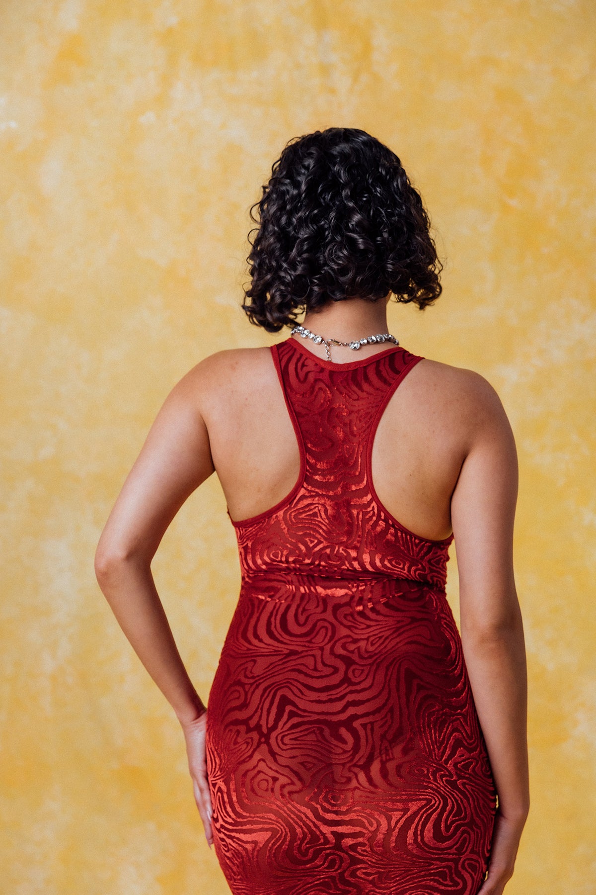 Siren Racerback Smoke Velvet Dress - Cherry