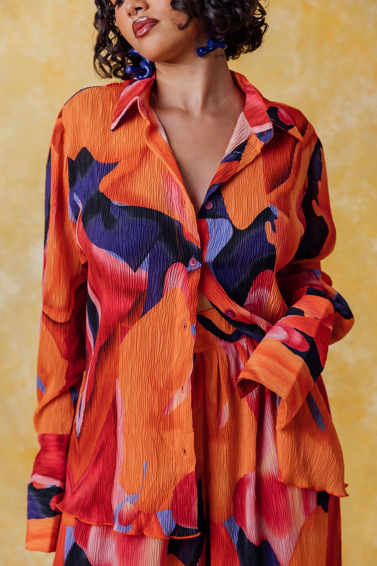 Mawuli Printed Plisse Shirt - Zuri Print