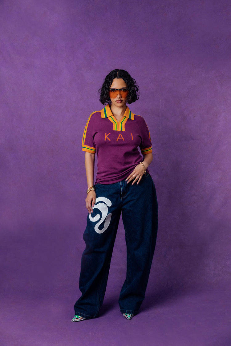 Mita Vintage Style Knitted Logo Jersey - Purple