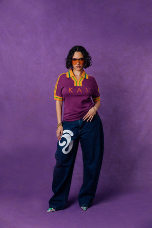 Mita Vintage Style Knitted Logo Jersey - Purple