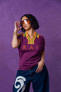 Mita Vintage Style Knitted Logo Jersey - Purple