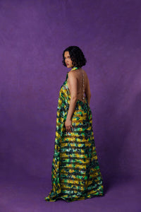 Naya Technical Organza Halter Low Back Shirt Dress - Green