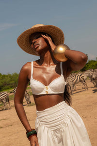 Ayra Cotton Logo Bralette -White