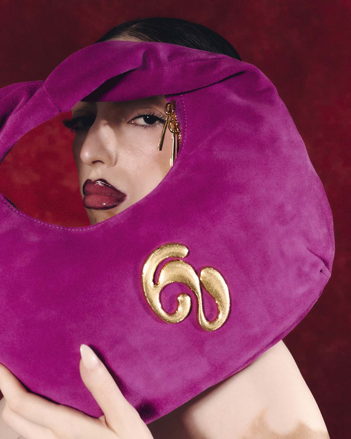 Little London Suede Mini Handbag - Purple