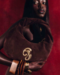 Little London Suede Mini Handbag - Chocolate Brown