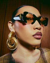 Suki Sculptural Statement Sunglasses - Black