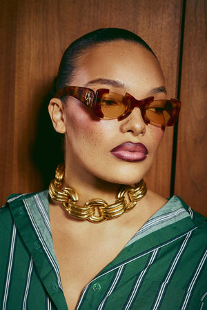 Suki Sculptural Statement Sunglasses - Tortoiseshell