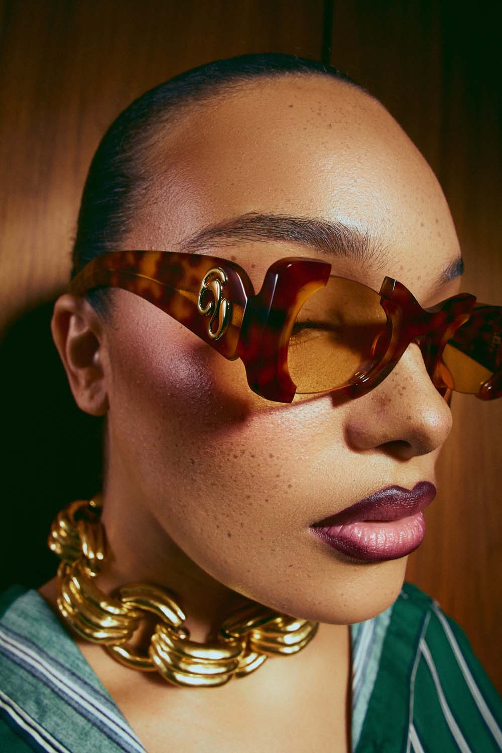 Suki Sculptural Statement Sunglasses - Tortoiseshell