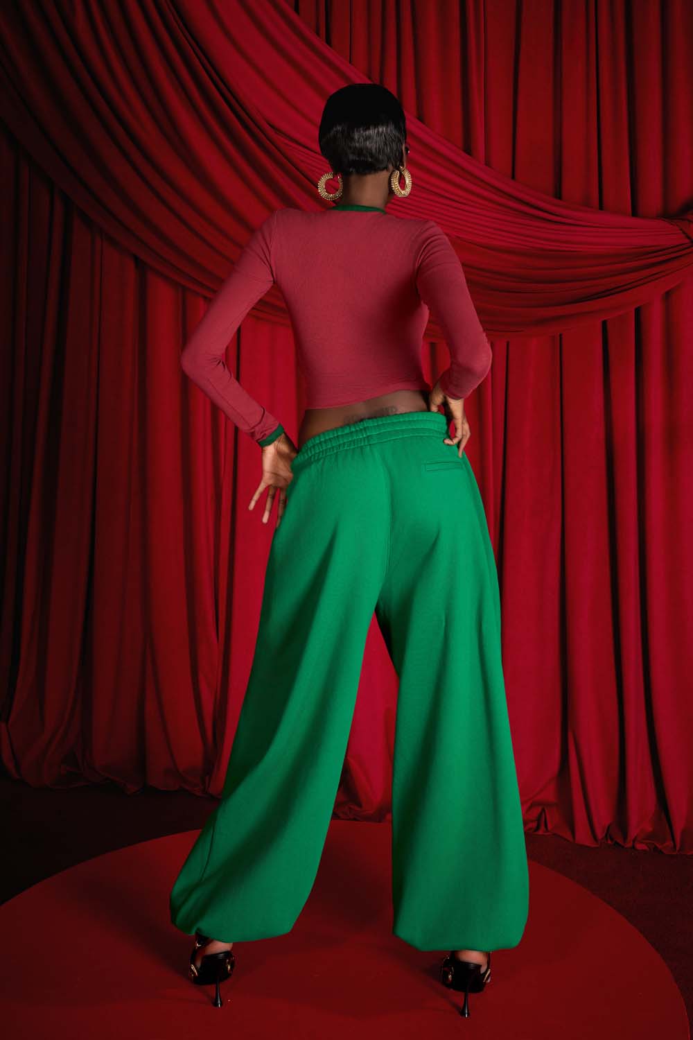 Nao Cotton Logo Embroidered Long Sleeve Top - Wine