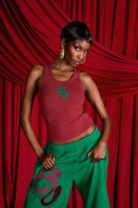 Nao Cotton Logo Embroidered Racer Back Vest Top - Wine