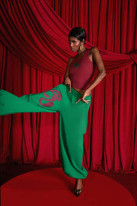 Kaia Logo Embroidered Cotton Parachute Sweatpants - Viridian