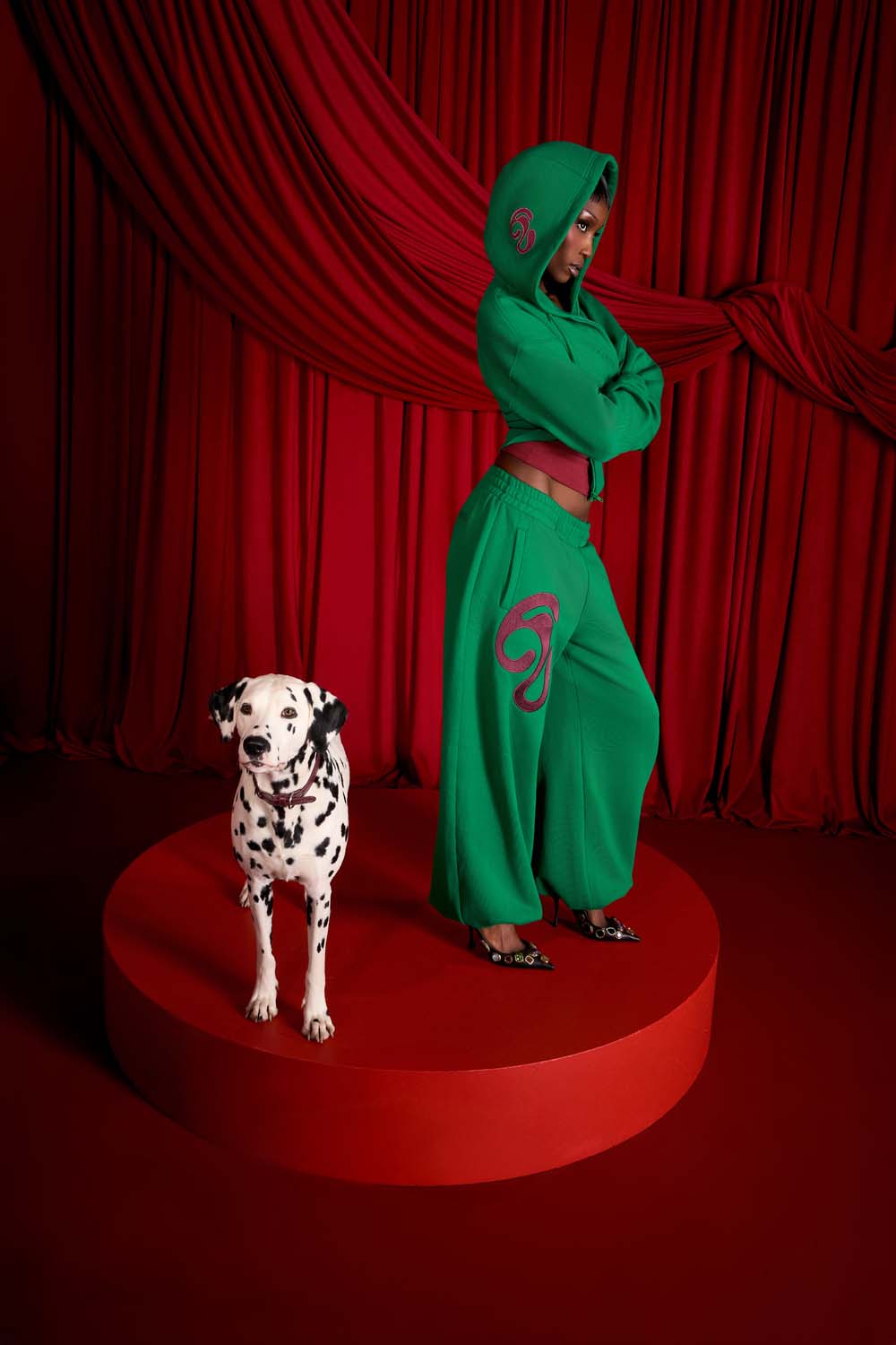 Kaia Logo Embroidered Cotton Parachute Sweatpants - Viridian