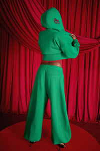 Kaia Logo Embroidered Cotton Parachute Sweatpants - Viridian