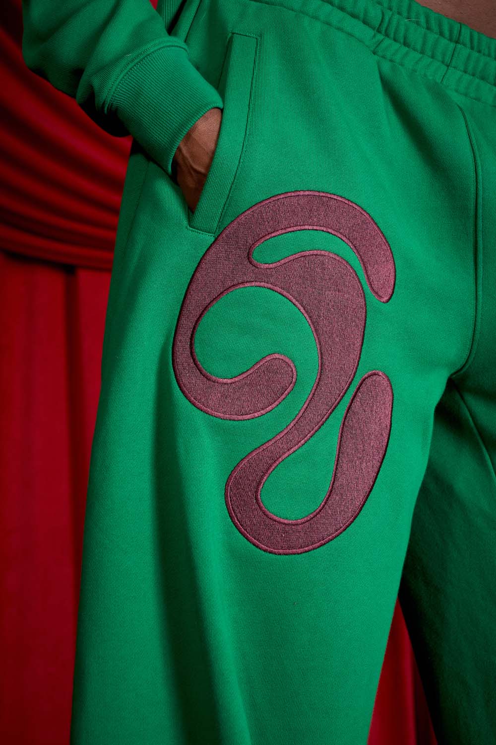 Kaia Logo Embroidered Cotton Parachute Sweatpants - Viridian