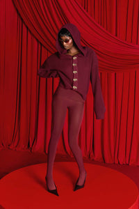 Nori Hooded Cardigan - Burgundy