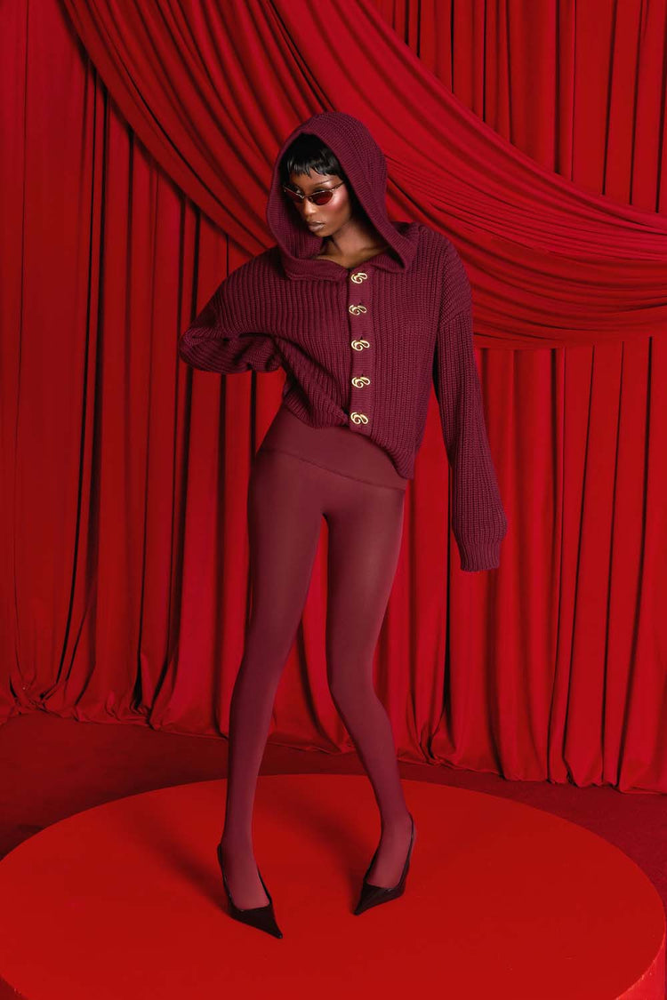 Nori Hooded Cardigan - Burgundy