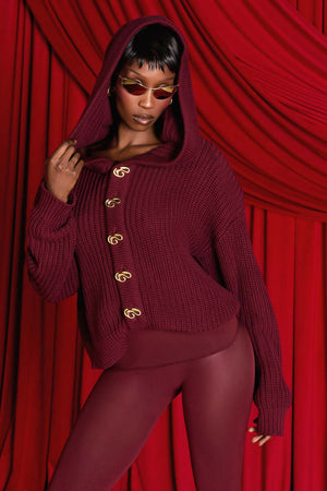 Nori Hooded Cardigan - Burgundy