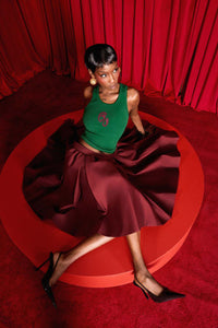 Nao Cotton Logo Embroidered Racer Back Vest Top - Viridian