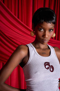 Nao Cotton Logo Embroidered Racer Back Vest Top - Grey