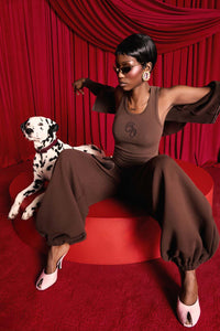 Kaia Logo Embroidered Cotton Parachute Sweatpants - Espresso