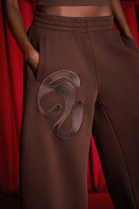Kaia Logo Embroidered Cotton Parachute Sweatpants - Espresso