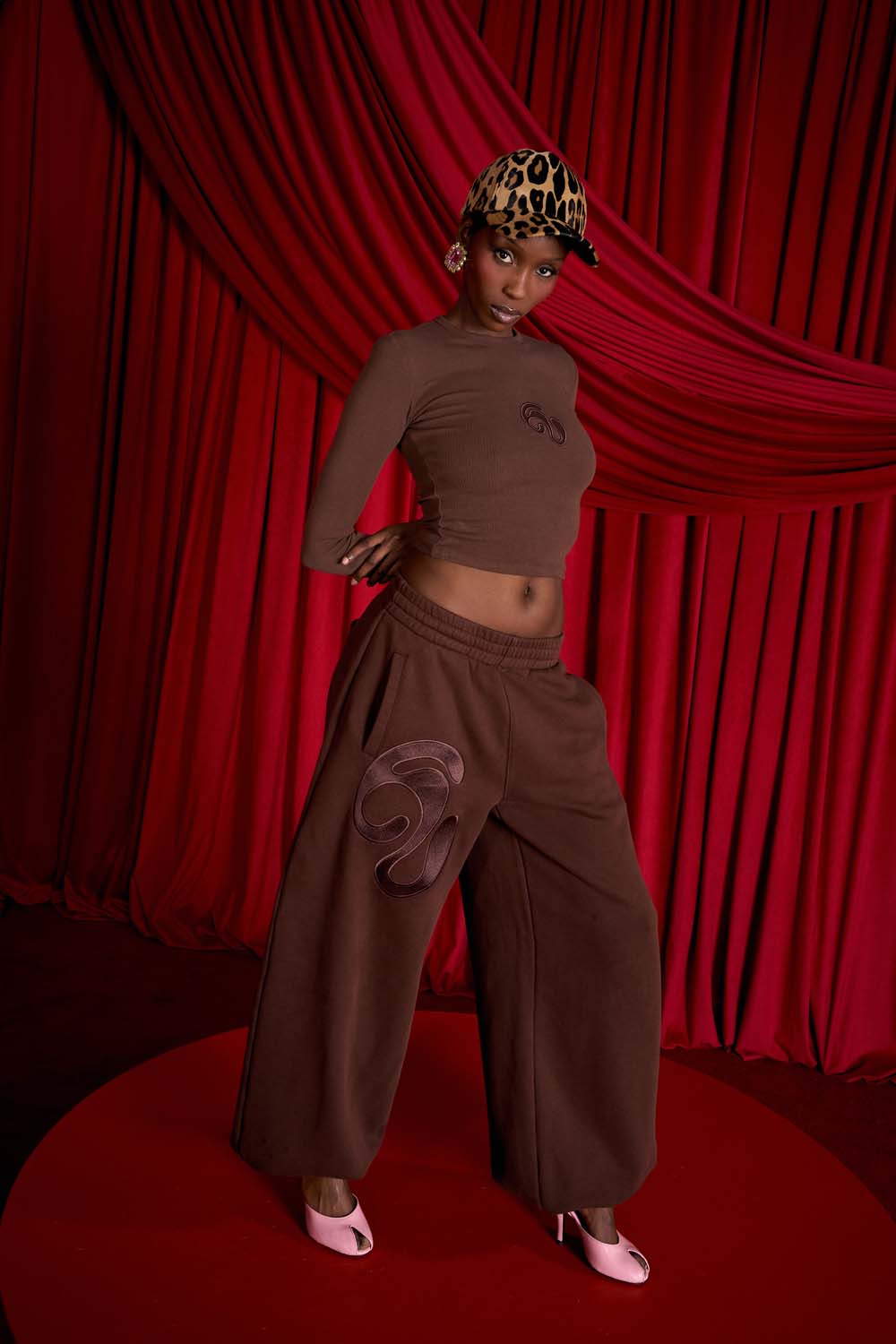 Kaia Logo Embroidered Cotton Parachute Sweatpants - Espresso