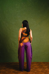 Khala Denim Barrel Leg Logo Embroidered Jeans - Purple