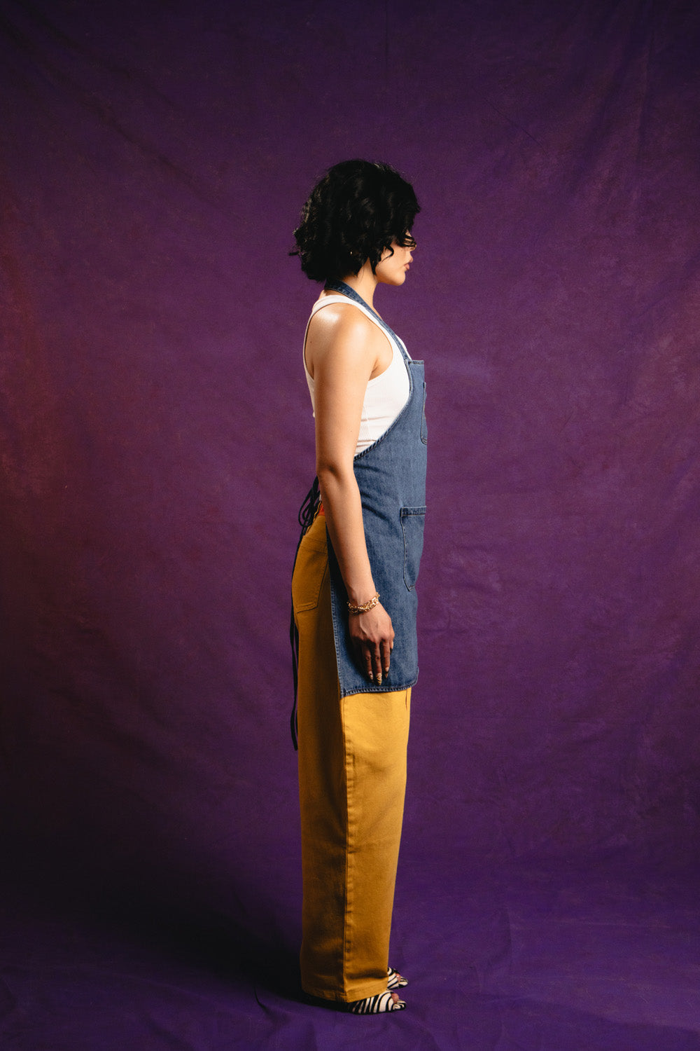 Kai Denim Embroidered Logo Apron - Denim Blue