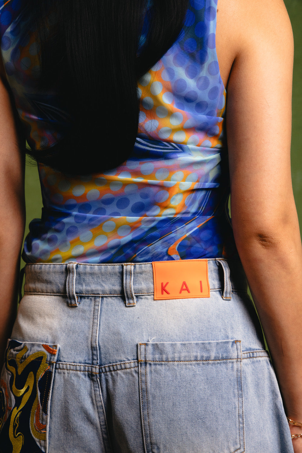 Koa Denim Barrel Leg Logo Embroidered Jeans - Light Blue