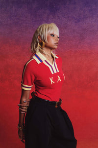 Mita Vintage Style Knitted Logo Jersey - Red