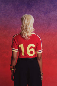 Mita Vintage Style Knitted Logo Jersey - Red