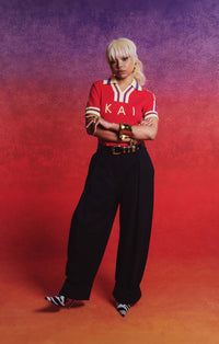 Mita Vintage Style Knitted Logo Jersey - Red