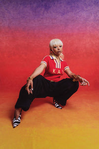 Mita Vintage Style Knitted Logo Jersey - Red