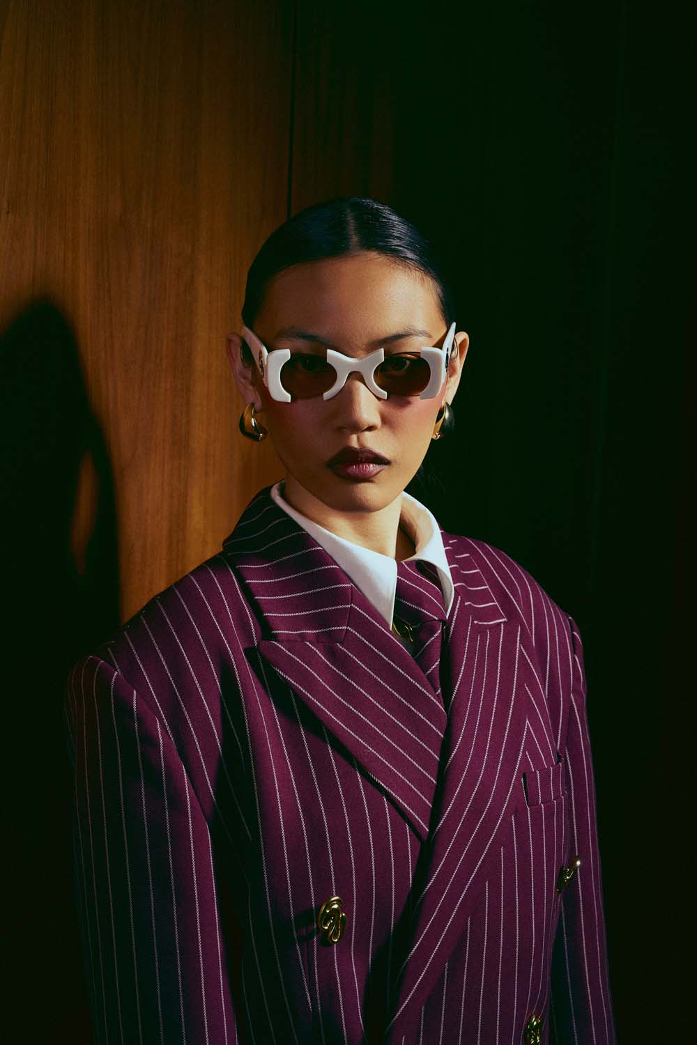 Suki Sculptural Statement Sunglasses - White