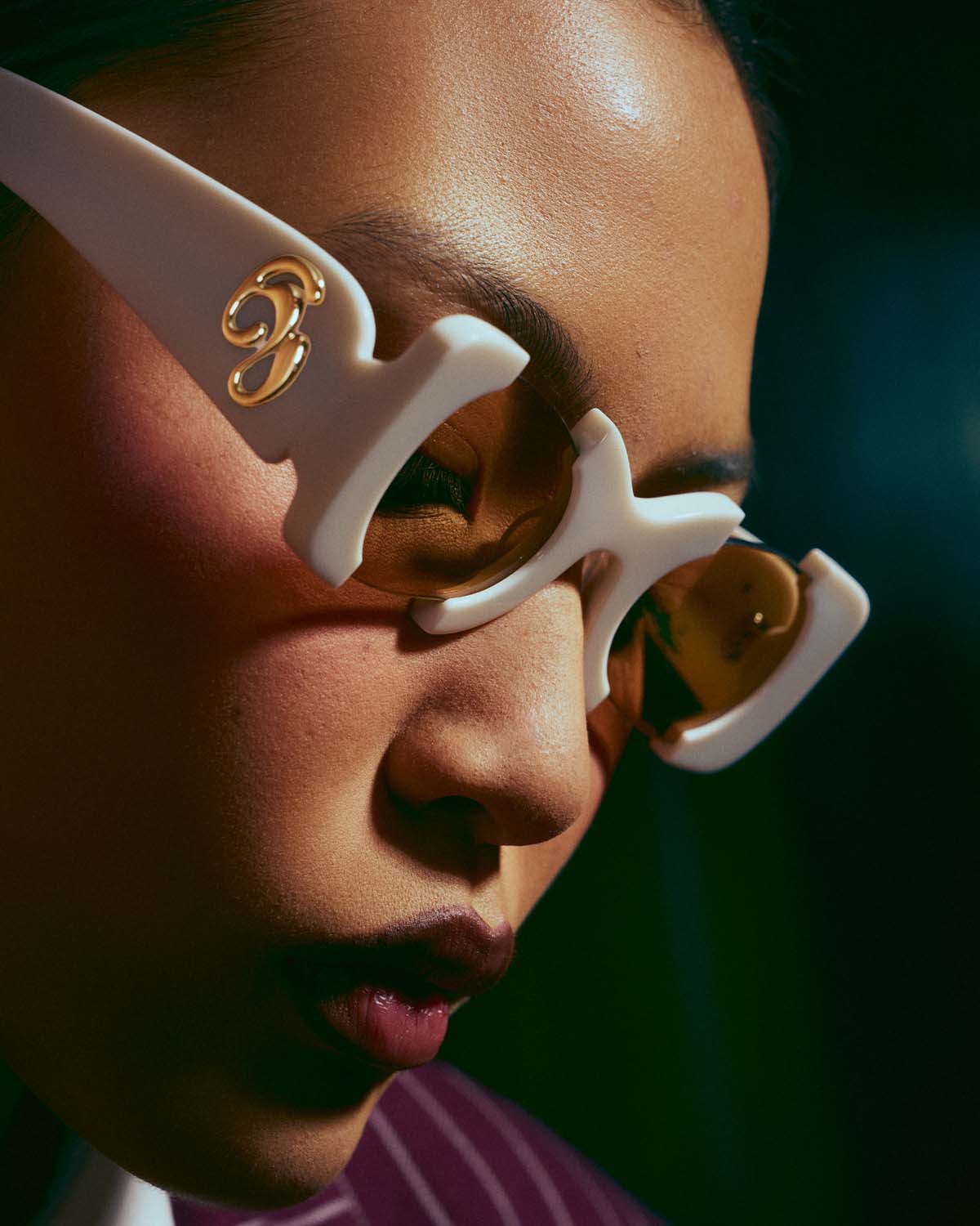 Suki Sculptural Statement Sunglasses - White