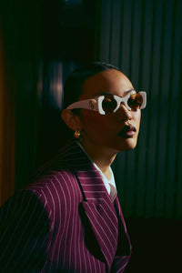 Suki Sculptural Statement Sunglasses - White