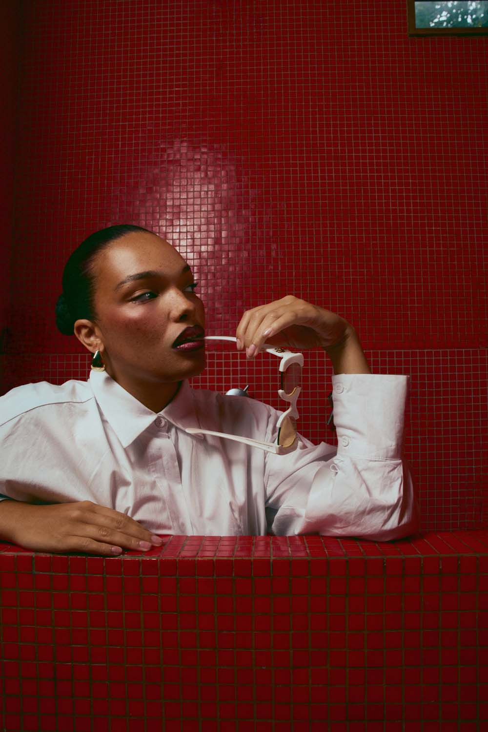 Suki Sculptural Statement Sunglasses - White