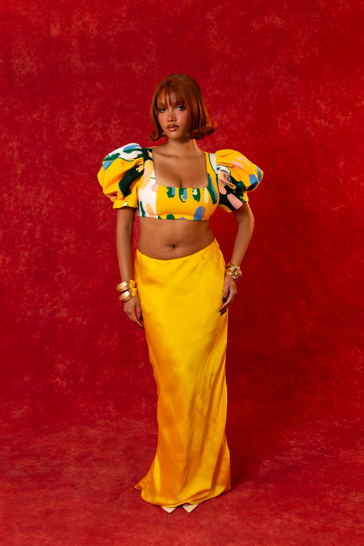Simbi Puff Sleeve Crop Top - Lowla Print