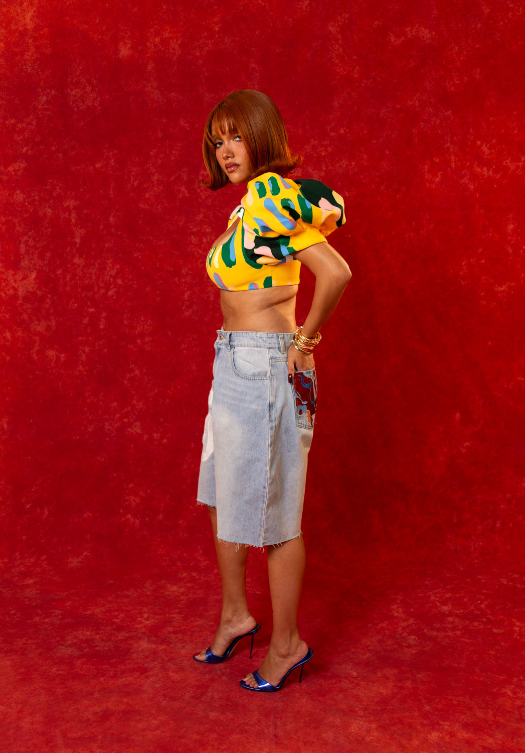 Simbi Puff Sleeve Crop Top - Lowla Print