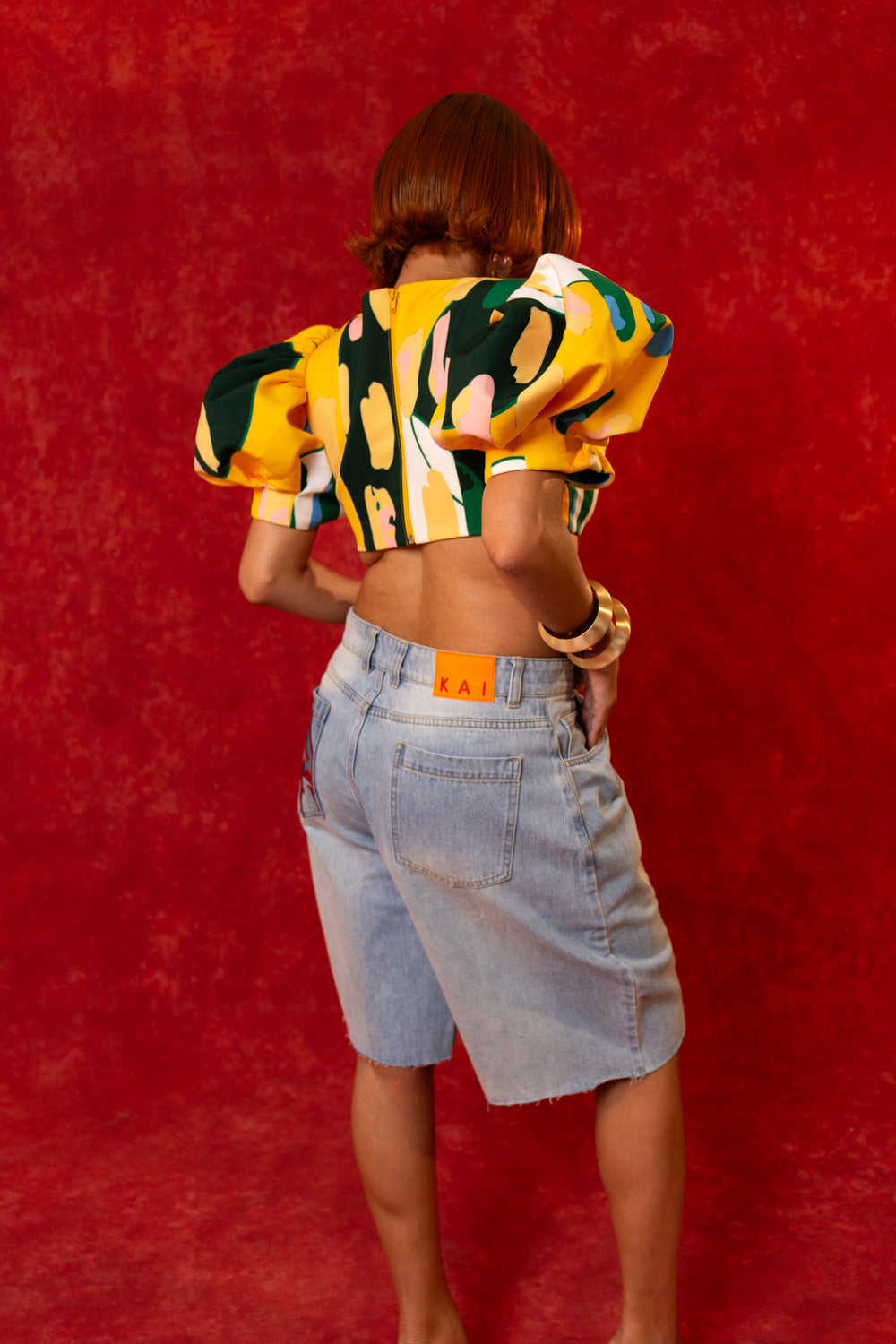 Simbi Puff Sleeve Crop Top - Lowla Print