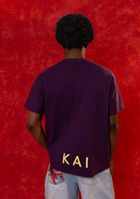 Kaili Oversized Cotton Logo Printed T-Shirt - Purple