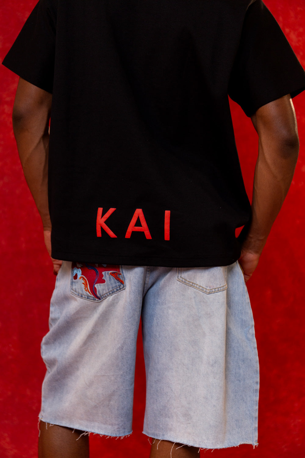 Kaili Oversized Cotton Logo Printed T-Shirt - Black