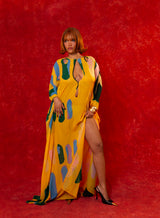 Mara Printed Mesh CutOut Kaftan - Lowla Print