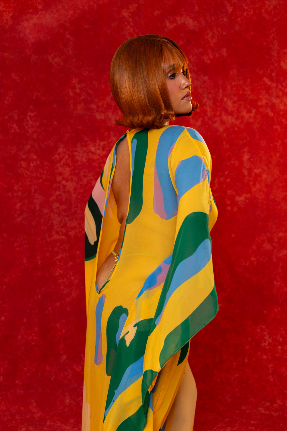 Mara Printed Mesh CutOut Kaftan - Lowla Print
