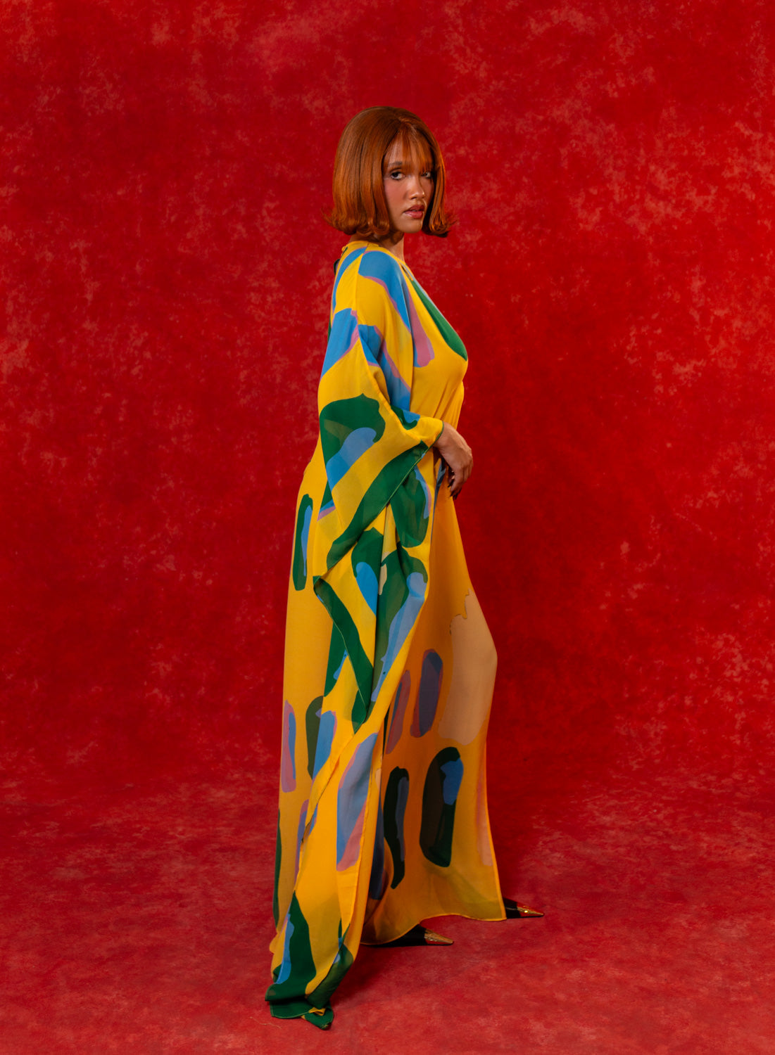 Mara Printed Mesh CutOut Kaftan - Lowla Print