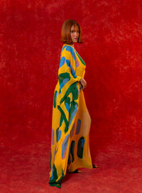Mara Printed Mesh CutOut Kaftan - Lowla Print