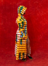 Samira Printed Organza Long Sleeve Hooded Dress - Lowla Print